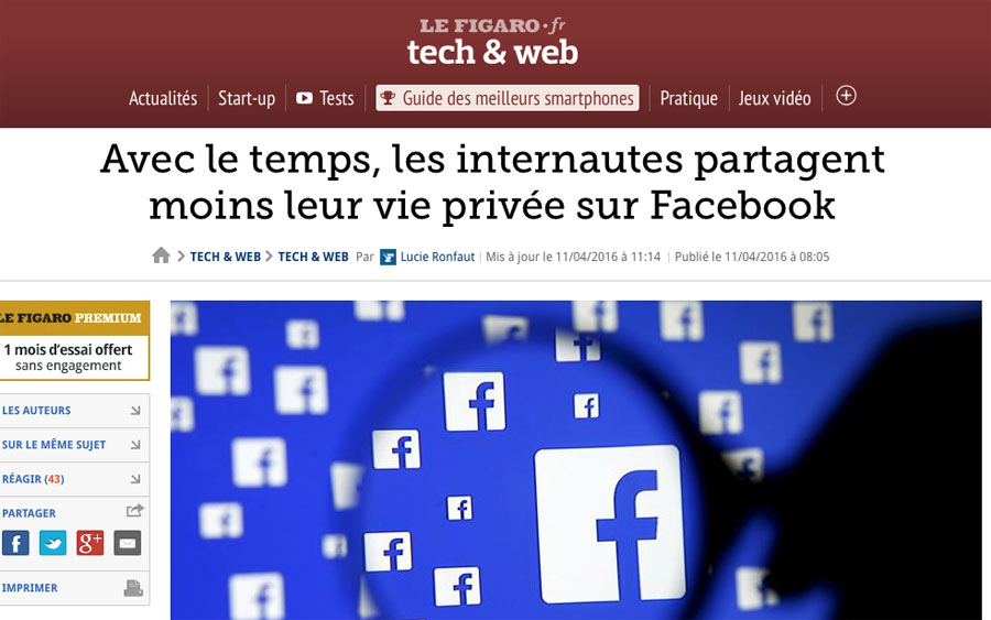 Avec le temps, les internautes partagent moins leur vie privée sur Facebook