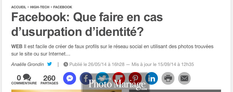Usurpation sur Facebook